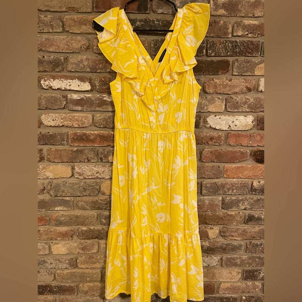 Banana Republic V Neck Ruffle Midi Dress